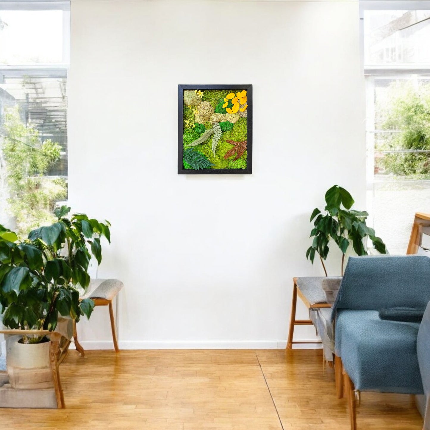 Preserved Moss Wall Art with Artificial Petals 16"x13"