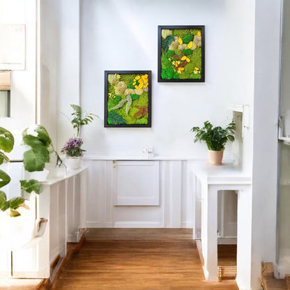 Preserved Moss Wall Art with Artificial Petals 16"x13"