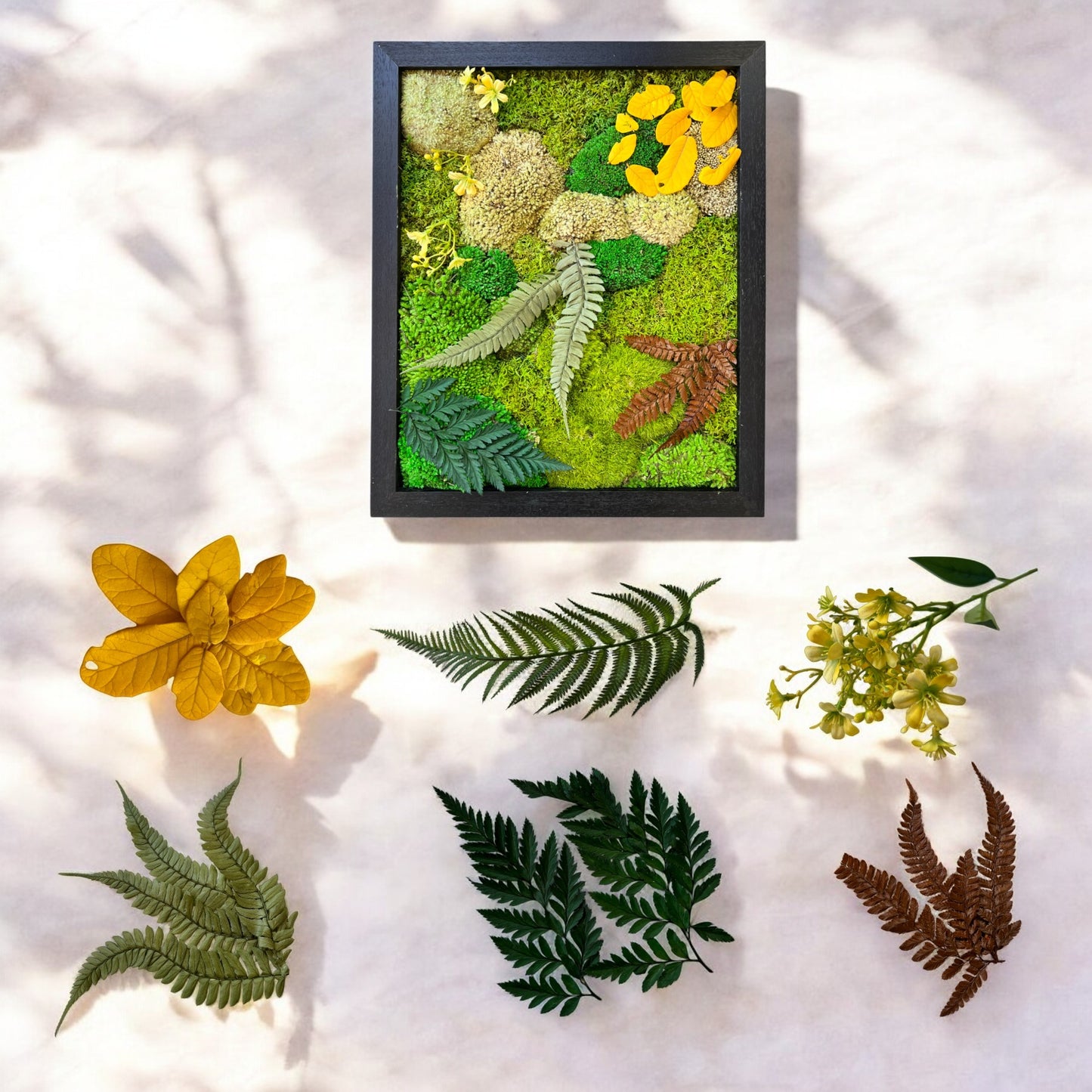 Preserved Moss Wall Art with Artificial Petals 16"x13"