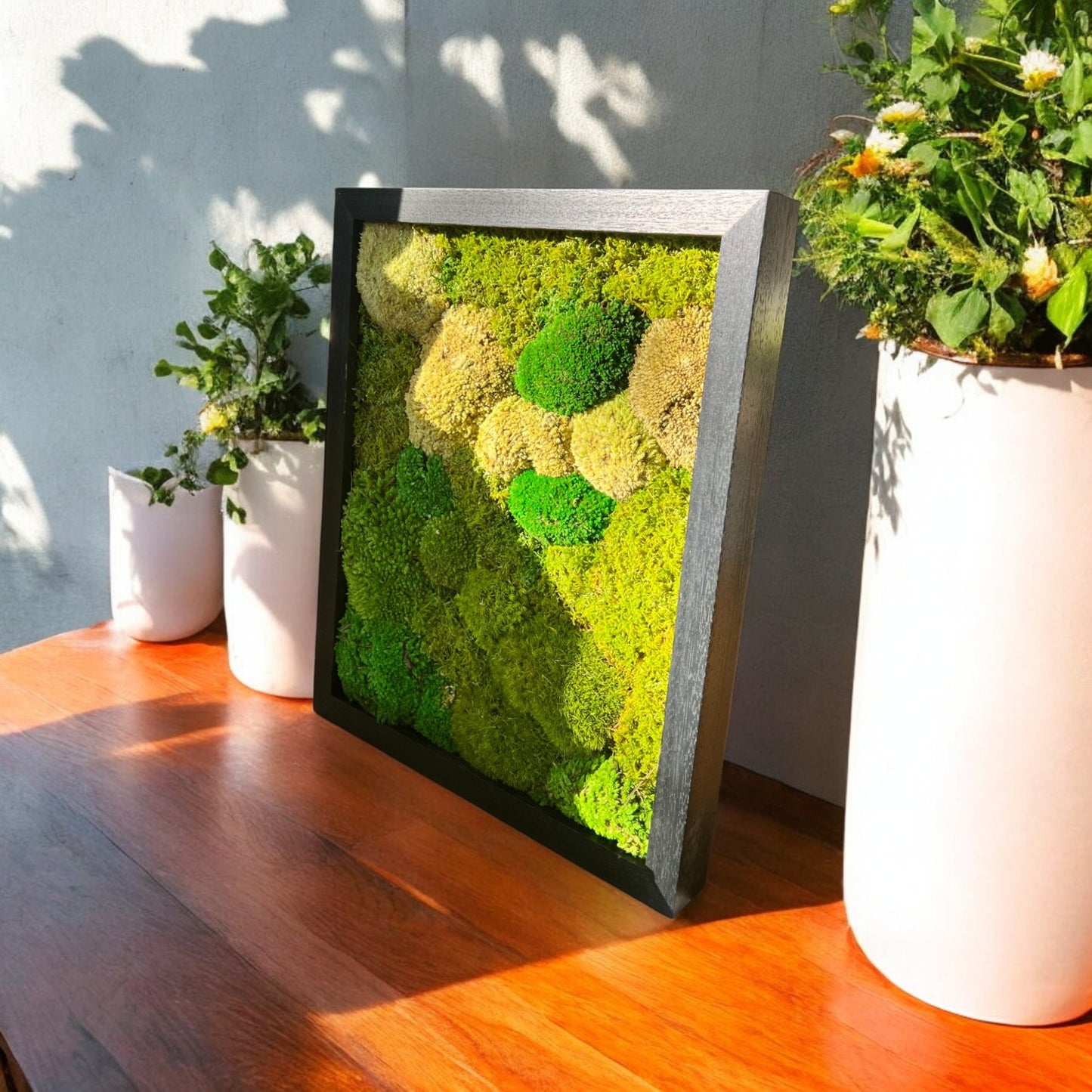 Preserved Moss Wall Art with Artificial Petals 16"x13"