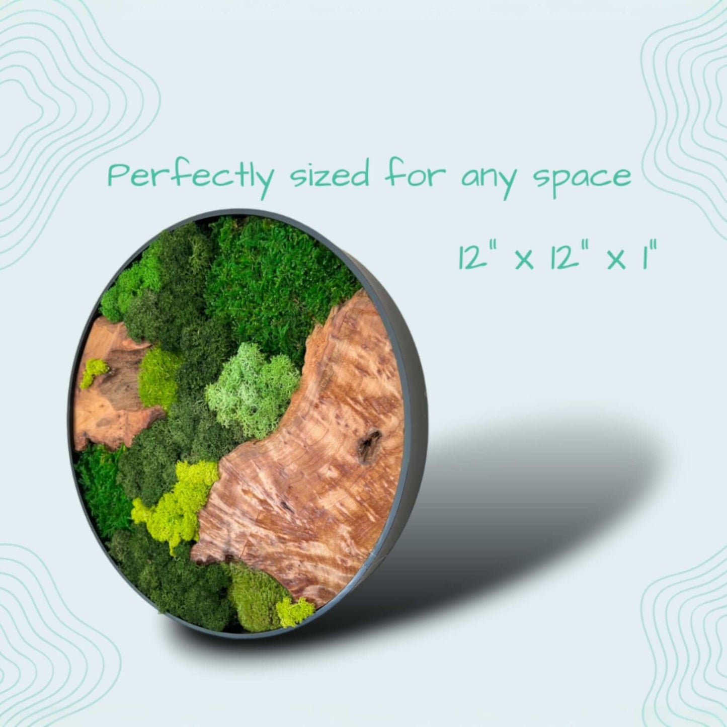 12x12" Round Cedar Wood Moss Wall Art - Perfectly Sized for Any Space